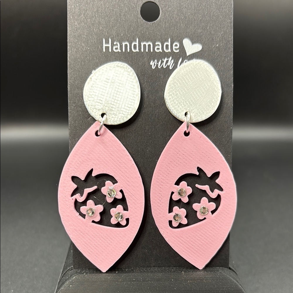 Pink Strawberry Rhinestone‎ Earrings